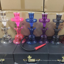 Traveling Portable Glass Water Pipe Double Hose Pure Color Glass Smoking Pipe Hookah Shisha